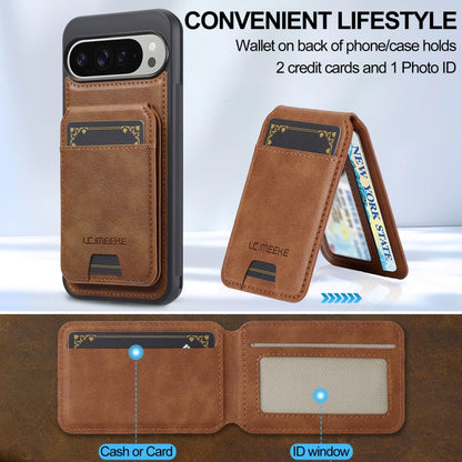 For Google Pixel 9 / 9 Pro LC.IMEEKE L3 Series Detachable RFID Card Bag Magsafe Phone Case(Brown) by LC.IMEEKE