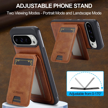 For Google Pixel 9 / 9 Pro LC.IMEEKE L3 Series Detachable RFID Card Bag Magsafe Phone Case(Brown) by LC.IMEEKE