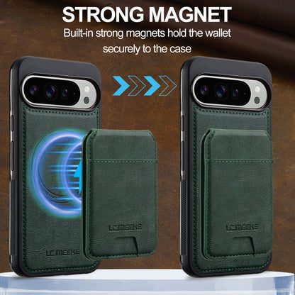 For Google Pixel 9 / 9 Pro LC.IMEEKE L3 Series Detachable RFID Card Bag Magsafe Phone Case(Green) by LC.IMEEKE