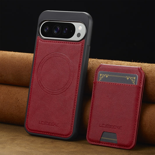 For Google Pixel 9 / 9 Pro LC.IMEEKE L3 Series Detachable RFID Card Bag Magsafe Phone Case(Red) by LC.IMEEKE