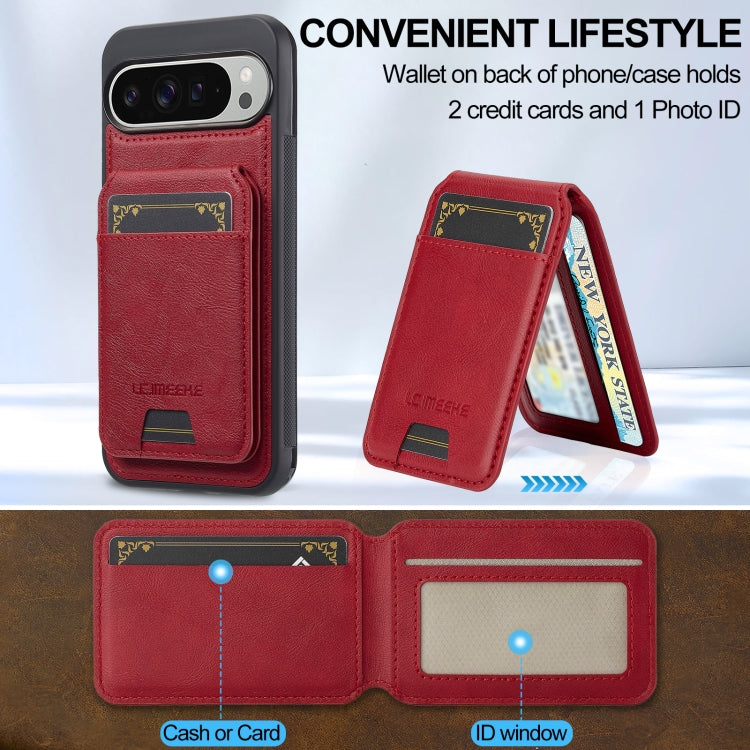 For Google Pixel 9 / 9 Pro LC.IMEEKE L3 Series Detachable RFID Card Bag Magsafe Phone Case(Red) by LC.IMEEKE