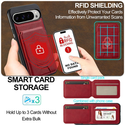 For Google Pixel 9 / 9 Pro LC.IMEEKE L3 Series Detachable RFID Card Bag Magsafe Phone Case(Red) by LC.IMEEKE