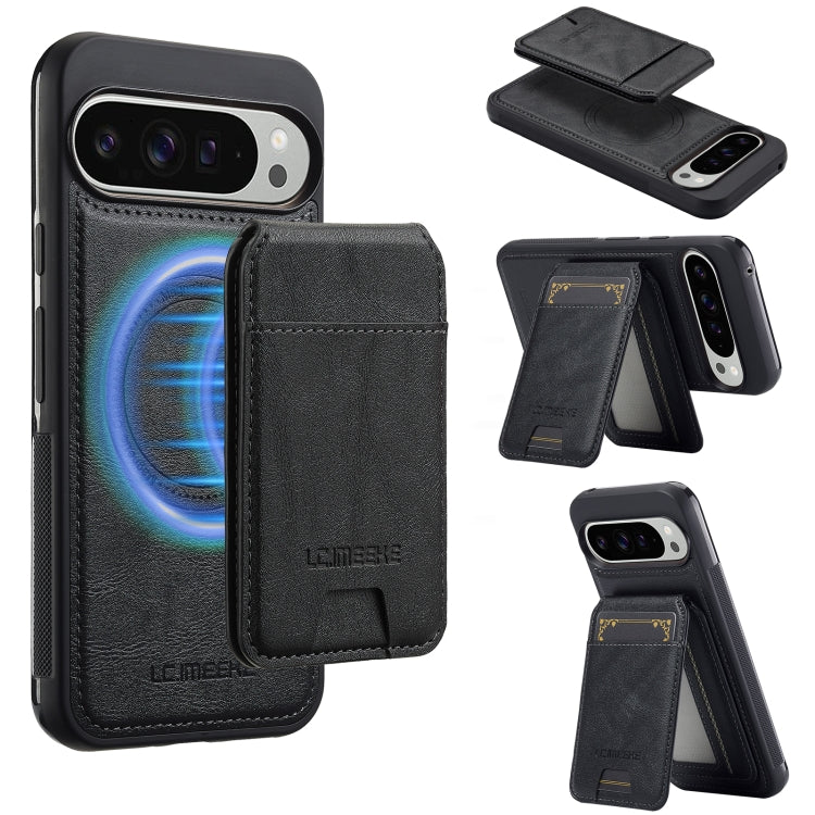 For Google Pixel 9 Pro XL LC.IMEEKE L3 Series Detachable RFID Card Bag Magsafe Phone Case(Black) by LC.IMEEKE
