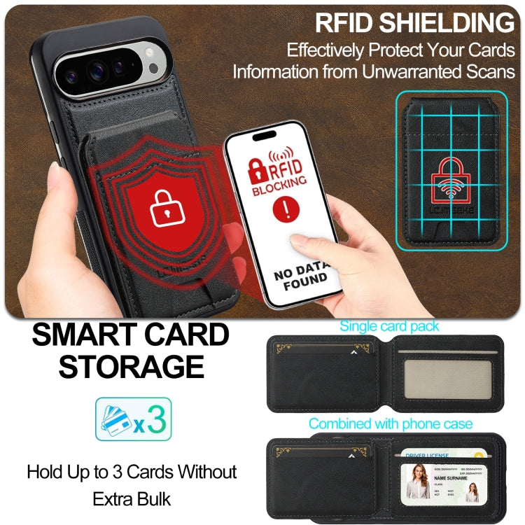 For Google Pixel 9 Pro XL LC.IMEEKE L3 Series Detachable RFID Card Bag Magsafe Phone Case(Black) by LC.IMEEKE