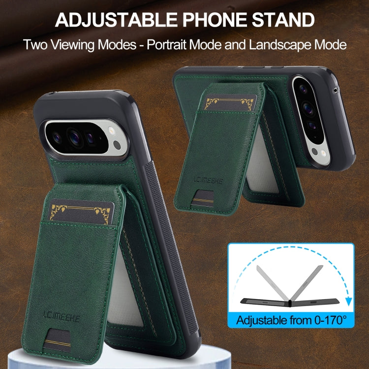 For Google Pixel 9 Pro XL LC.IMEEKE L3 Series Detachable RFID Card Bag Magsafe Phone Case(Green) by LC.IMEEKE