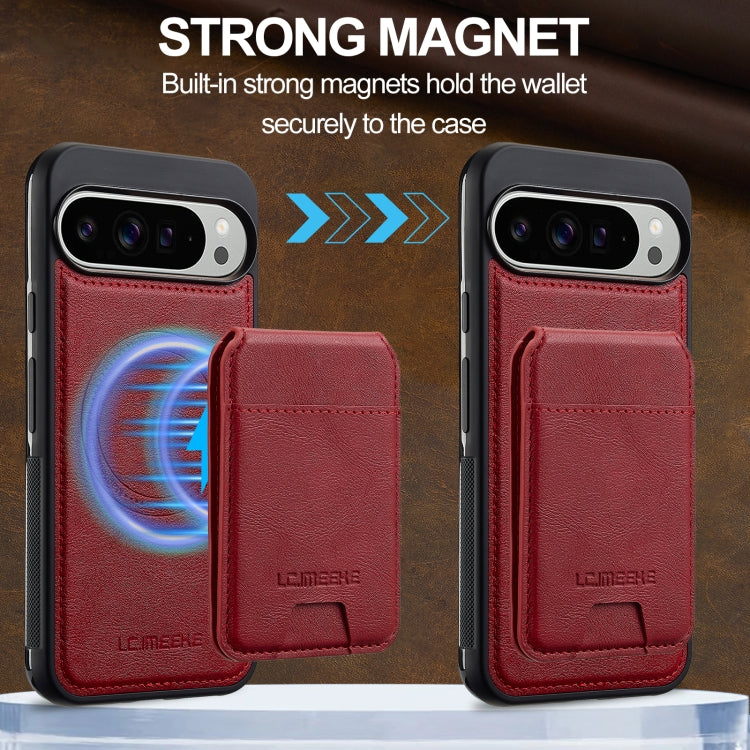 For Google Pixel 9 Pro XL LC.IMEEKE L3 Series Detachable RFID Card Bag Magsafe Phone Case(Red) by LC.IMEEKE