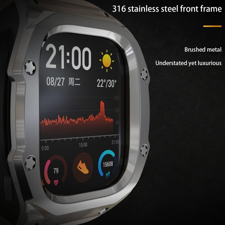 For Apple Watch Ultra 3 / 2 / 1 49mm RedPepper Armor Metal Case Integrated Silicone Watch Band(Steel Black White) by RedPepper