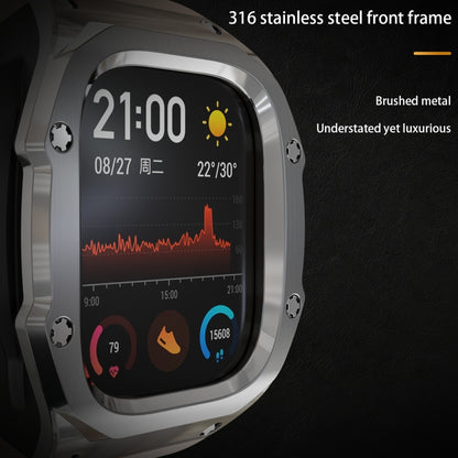 For Apple Watch Ultra 3 / 2 / 1 49mm RedPepper Armor Metal Case Integrated Silicone Watch Band(Steel Black White) by RedPepper