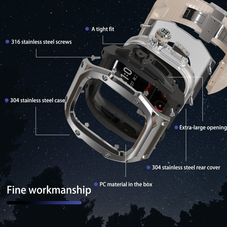 For Apple Watch Ultra 3 / 2 / 1 49mm RedPepper Armor Metal Case Integrated Silicone Watch Band(Steel Black White) by RedPepper