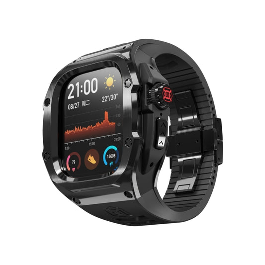 For Apple Watch Ultra 3 / 2 / 1 49mm RedPepper Armor Metal Case Integrated Silicone Watch Band(Black) by RedPepper