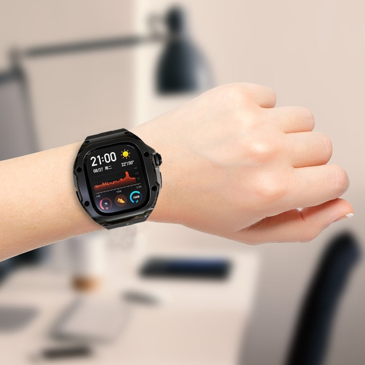 For Apple Watch Ultra 3 / 2 / 1 49mm RedPepper Armor Metal Case Integrated Silicone Watch Band(Black) by RedPepper