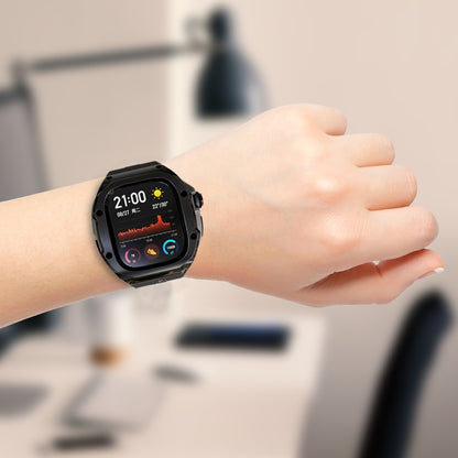 For Apple Watch Ultra 3 / 2 / 1 49mm RedPepper Armor Metal Case Integrated Silicone Watch Band(Black) by RedPepper