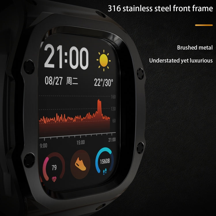 For Apple Watch Ultra 3 / 2 / 1 49mm RedPepper Armor Metal Case Integrated Silicone Watch Band(Black) by RedPepper