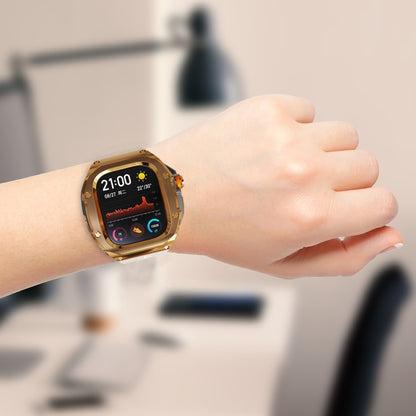 For Apple Watch Ultra 3 / 2 / 1 49mm RedPepper Armor Metal Case Integrated Silicone Watch Band(Gold Black White) by RedPepper