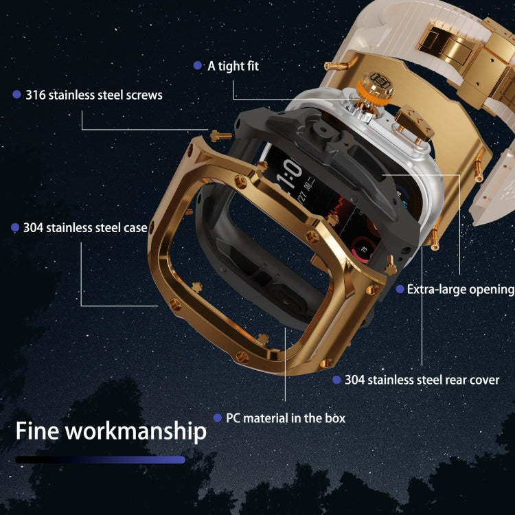 For Apple Watch Ultra 3 / 2 / 1 49mm RedPepper Armor Metal Case Integrated Silicone Watch Band(Gold Black White) by RedPepper