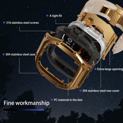 For Apple Watch Ultra 3 / 2 / 1 49mm RedPepper Armor Metal Case Integrated Silicone Watch Band(Gold Black White) by RedPepper