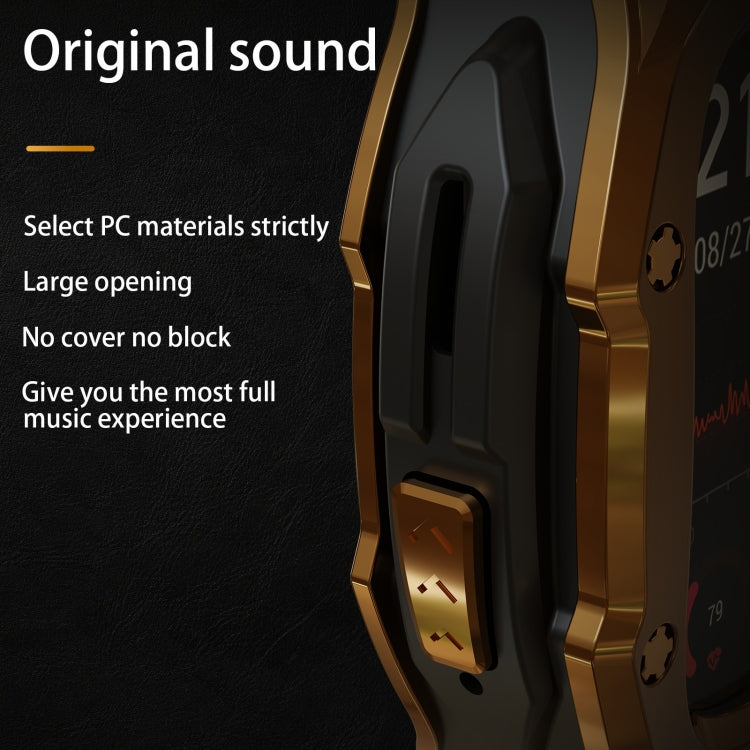 For Apple Watch Ultra 3 / 2 / 1 49mm RedPepper Armor Metal Case Integrated Silicone Watch Band(Gold Black White) by RedPepper