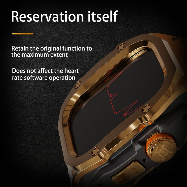 For Apple Watch Ultra 3 / 2 / 1 49mm RedPepper Armor Metal Case Integrated Silicone Watch Band(Gold Black White) by RedPepper