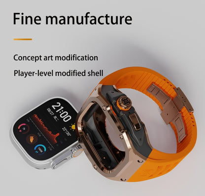 For Apple Watch Ultra 3 / 2 / 1 49mm RedPepper Armor Metal Case Integrated Silicone Watch Band(Rose Gold Black Orange) by RedPepper