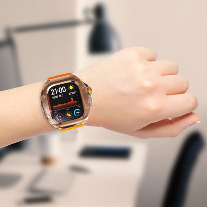 For Apple Watch Ultra 3 / 2 / 1 49mm RedPepper Armor Metal Case Integrated Silicone Watch Band(Rose Gold Black Orange) by RedPepper