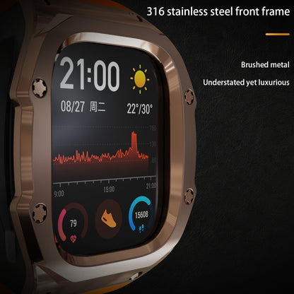 For Apple Watch Ultra 3 / 2 / 1 49mm RedPepper Armor Metal Case Integrated Silicone Watch Band(Rose Gold Black Orange) by RedPepper