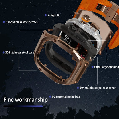 For Apple Watch Ultra 3 / 2 / 1 49mm RedPepper Armor Metal Case Integrated Silicone Watch Band(Rose Gold Black Orange) by RedPepper