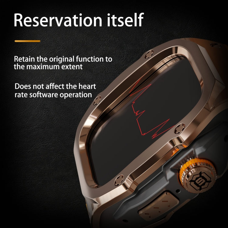 For Apple Watch Ultra 3 / 2 / 1 49mm RedPepper Armor Metal Case Integrated Silicone Watch Band(Rose Gold Black Orange) by RedPepper