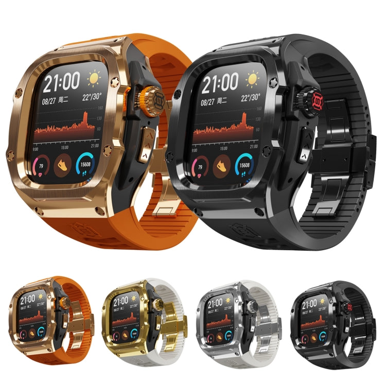 For Apple Watch Ultra 3 / 2 / 1 49mm RedPepper Armor Metal Case Integrated Silicone Watch Band(Steel Black White) by RedPepper