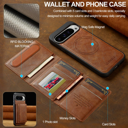 For Google Pixel 9 Pro XL LC.IMEEKE L5 Series Detachable RFID Card Bag Magsafe Phone Case(Brown) by LC.IMEEKE