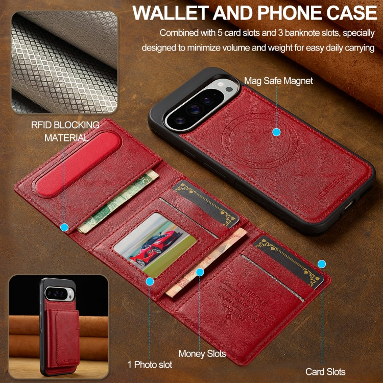 For Google Pixel 9 Pro XL LC.IMEEKE L5 Series Detachable RFID Card Bag Magsafe Phone Case(Red) by LC.IMEEKE