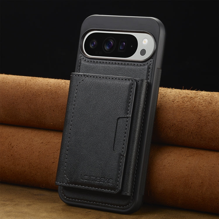 For Google Pixel 9 / 9 Pro LC.IMEEKE L5 Series Detachable RFID Card Bag Magsafe Phone Case(Black) by LC.IMEEKE