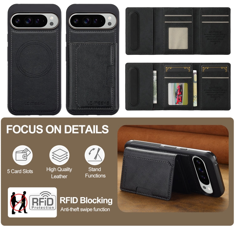 For Google Pixel 9 / 9 Pro LC.IMEEKE L5 Series Detachable RFID Card Bag Magsafe Phone Case(Black) by LC.IMEEKE