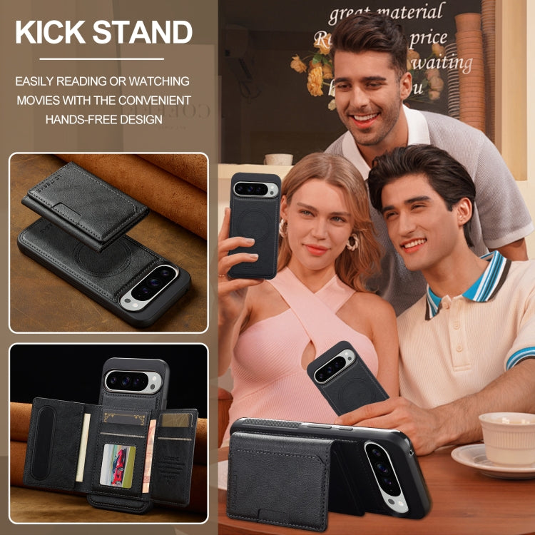 For Google Pixel 9 / 9 Pro LC.IMEEKE L5 Series Detachable RFID Card Bag Magsafe Phone Case(Black) by LC.IMEEKE