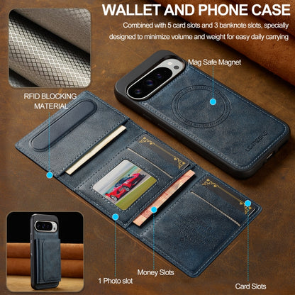 For Google Pixel 9 / 9 Pro LC.IMEEKE L5 Series Detachable RFID Card Bag Magsafe Phone Case(Blue) by LC.IMEEKE