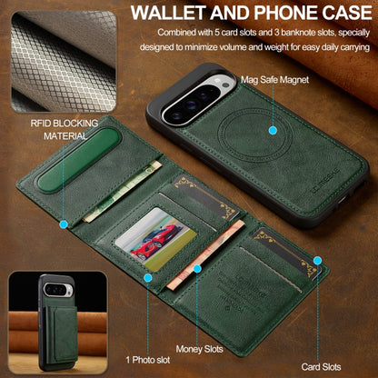 For Google Pixel 9 / 9 Pro LC.IMEEKE L5 Series Detachable RFID Card Bag Magsafe Phone Case(Green) by LC.IMEEKE