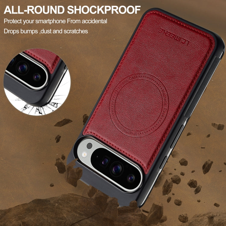 For Google Pixel 9 / 9 Pro LC.IMEEKE L5 Series Detachable RFID Card Bag Magsafe Phone Case(Red) by LC.IMEEKE