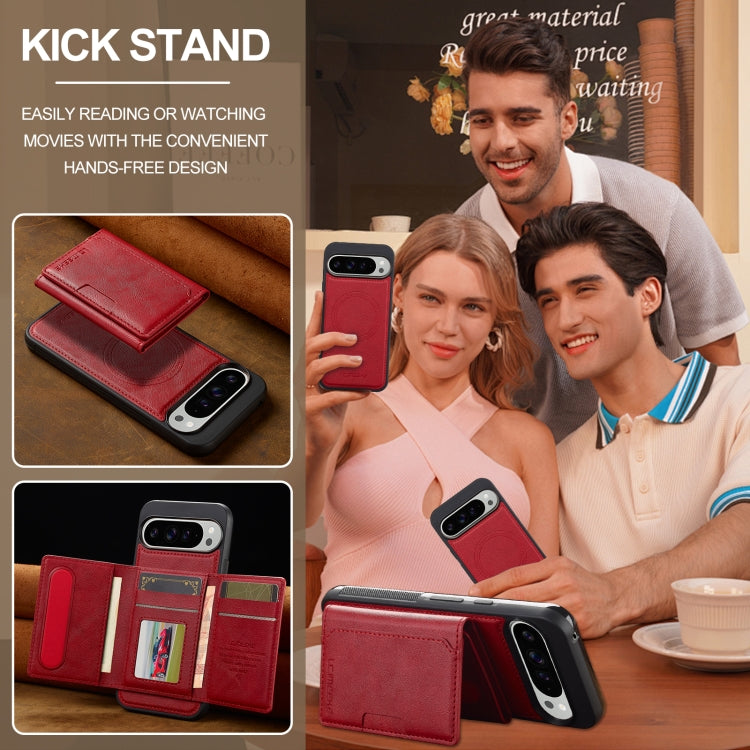 For Google Pixel 9 / 9 Pro LC.IMEEKE L5 Series Detachable RFID Card Bag Magsafe Phone Case(Red) by LC.IMEEKE