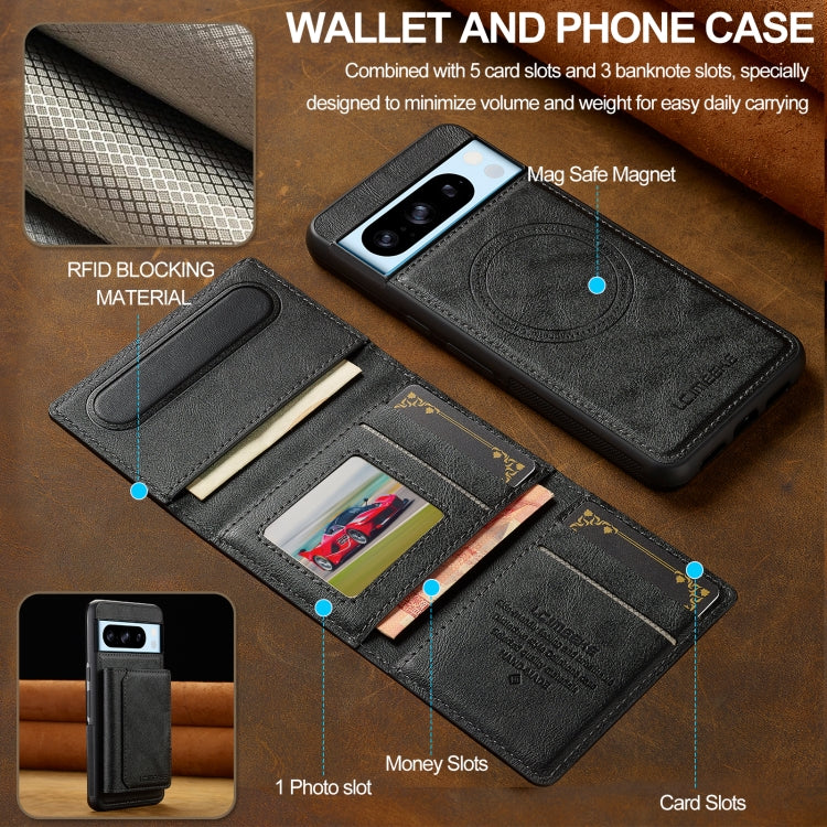 For Google Pixel 8 Pro LC.IMEEKE L5 Series Detachable RFID Card Bag Magsafe Phone Case(Black) by LC.IMEEKE