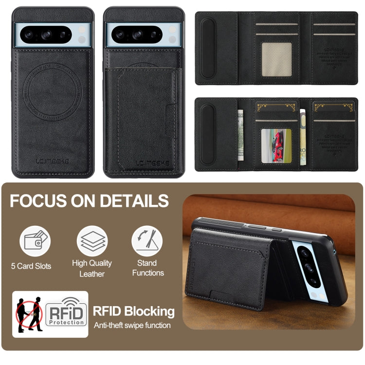 For Google Pixel 8 Pro LC.IMEEKE L5 Series Detachable RFID Card Bag Magsafe Phone Case(Black) by LC.IMEEKE