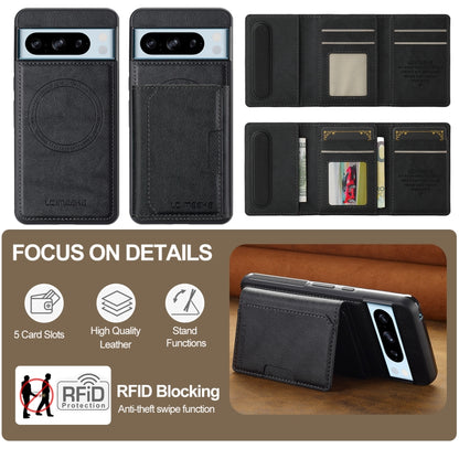 For Google Pixel 8 Pro LC.IMEEKE L5 Series Detachable RFID Card Bag Magsafe Phone Case(Black) by LC.IMEEKE