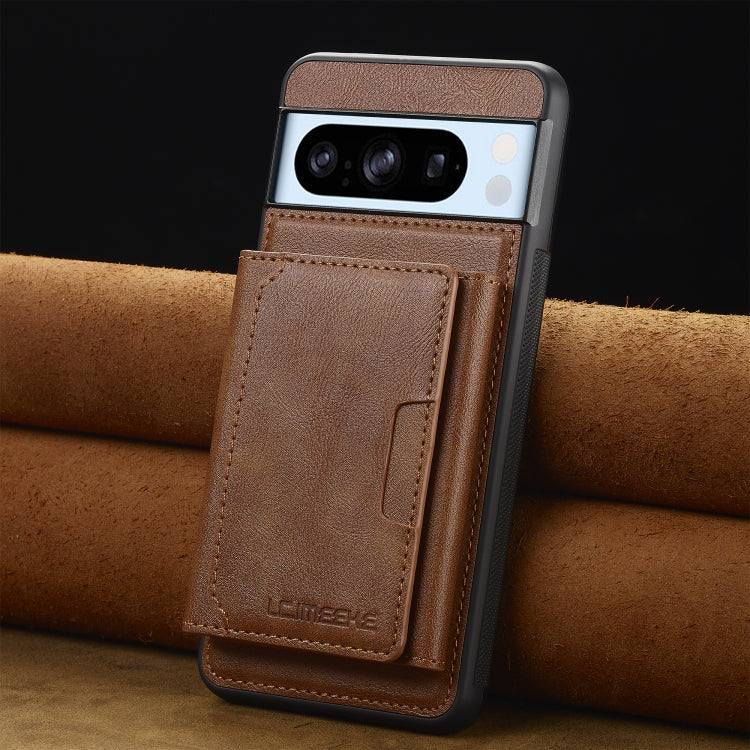 For Google Pixel 8 Pro LC.IMEEKE L5 Series Detachable RFID Card Bag Magsafe Phone Case(Brown) by LC.IMEEKE
