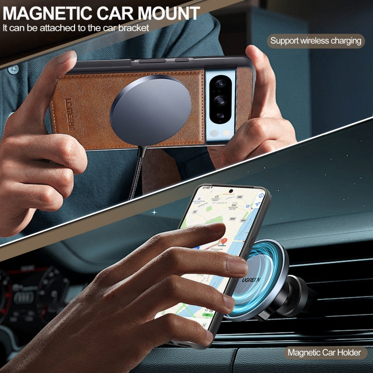 For Google Pixel 8 Pro LC.IMEEKE L5 Series Detachable RFID Card Bag Magsafe Phone Case(Brown) by LC.IMEEKE