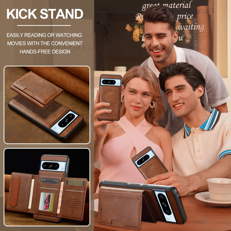 For Google Pixel 8 Pro LC.IMEEKE L5 Series Detachable RFID Card Bag Magsafe Phone Case(Brown) by LC.IMEEKE