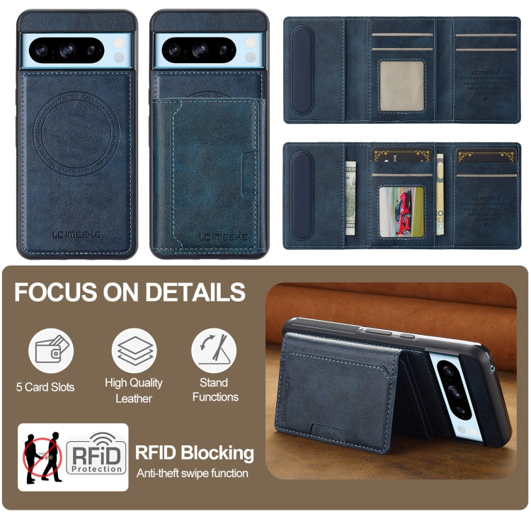 For Google Pixel 8 Pro LC.IMEEKE L5 Series Detachable RFID Card Bag Magsafe Phone Case(Blue) by LC.IMEEKE