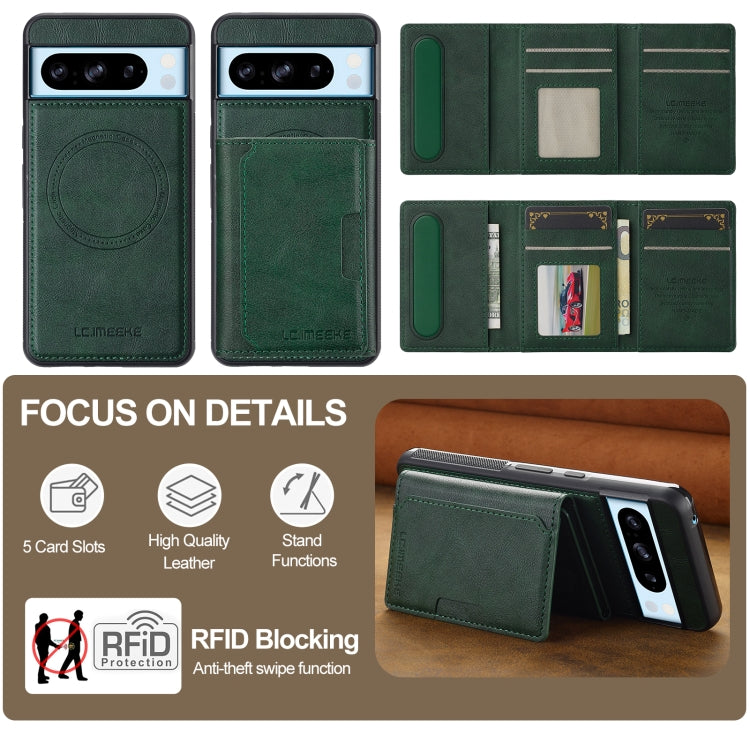 For Google Pixel 8 Pro LC.IMEEKE L5 Series Detachable RFID Card Bag Magsafe Phone Case(Green) by LC.IMEEKE