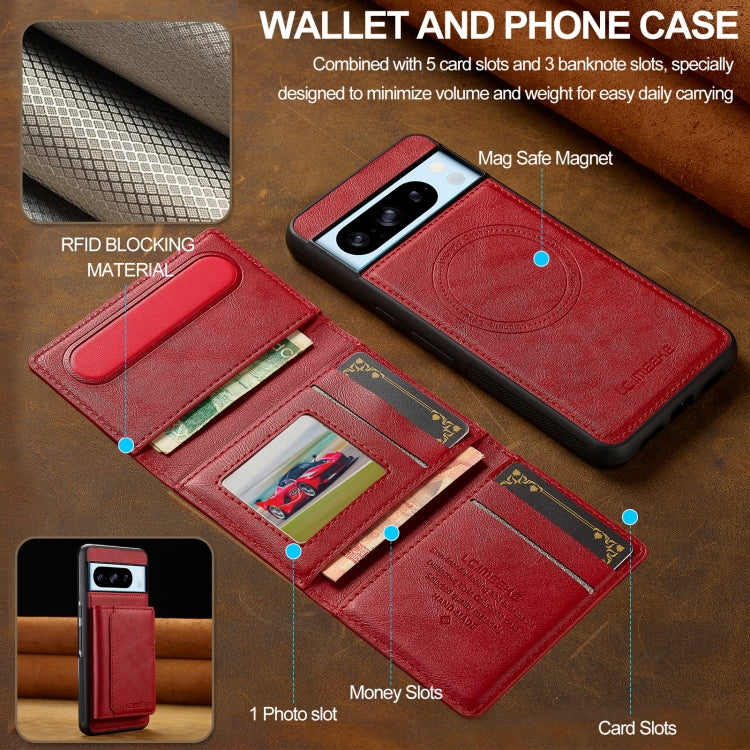 For Google Pixel 8 Pro LC.IMEEKE L5 Series Detachable RFID Card Bag Magsafe Phone Case(Red) by LC.IMEEKE