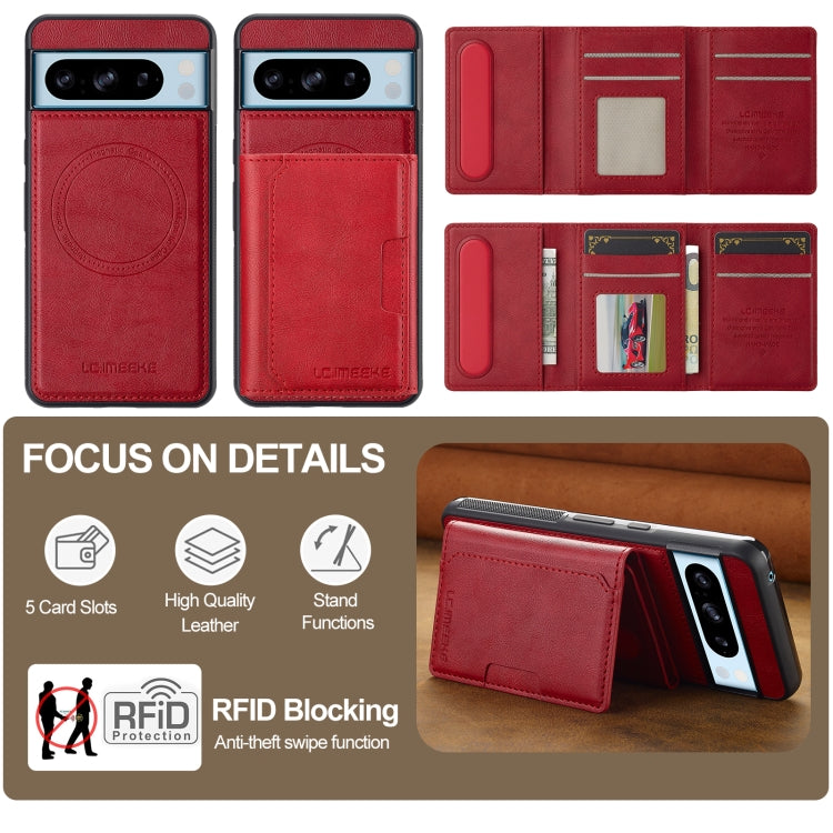 For Google Pixel 8 Pro LC.IMEEKE L5 Series Detachable RFID Card Bag Magsafe Phone Case(Red) by LC.IMEEKE
