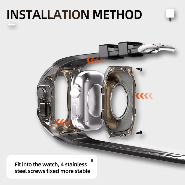 For Apple Watch Ultra 3 / 2 / 1 49mm RedPepper Armor Metal Case Integrated Silicone Watch Band(Clear Black Black) by RedPepper