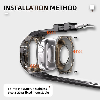 For Apple Watch Ultra 3 / 2 / 1 49mm RedPepper Armor Metal Case Integrated Silicone Watch Band(Clear Black Black) by RedPepper