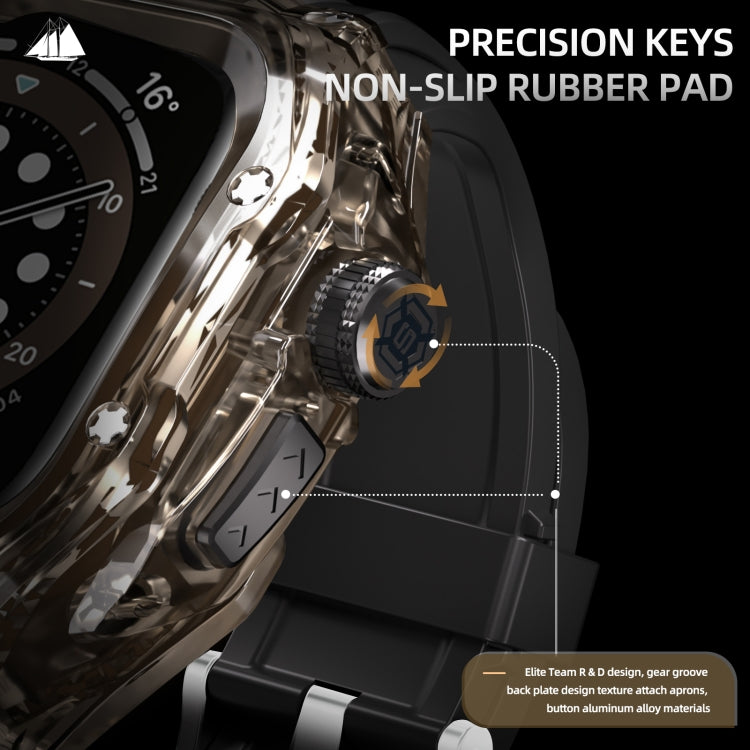 For Apple Watch Ultra 3 / 2 / 1 49mm RedPepper Armor Metal Case Integrated Silicone Watch Band(Clear Black Black) by RedPepper